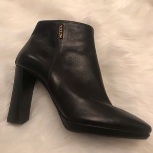Prada black leather boots size 37 US 7